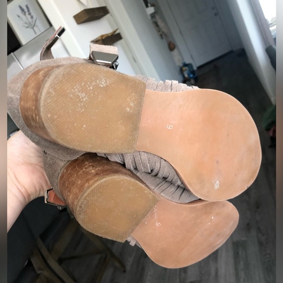 Jeffrey Campbell|Leather suede tan booties with stacked heel,Western buckle••• - Picture 11 of 11